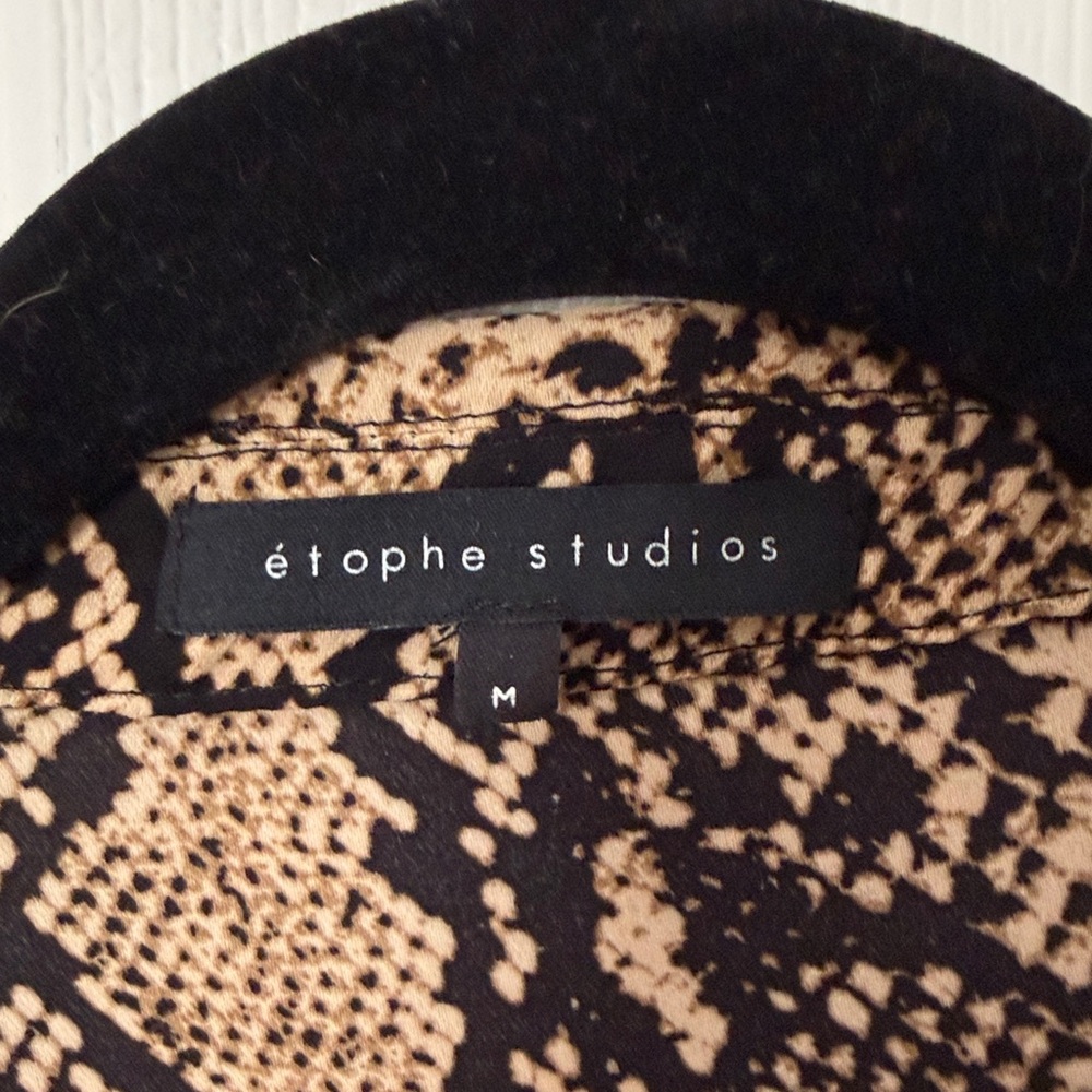 Snake Print Button-Down Blouse in Tan + Black etophe studios medium - Picture 2 of 4